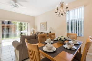 Elegant dining area, perfect for shared meals and gatherings.