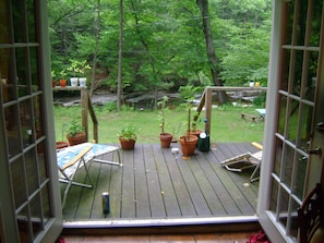 Looking out the French Doors toward the stream.