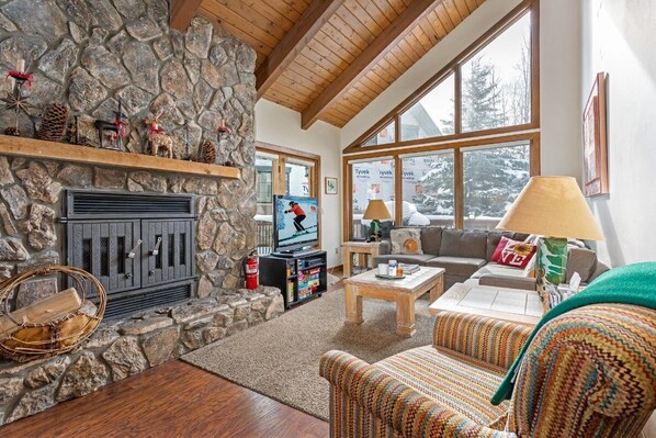 Wood-burning Fireplace, HDTV