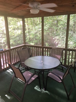 Fully screened porch. Where we really do all our living. 