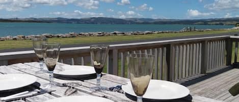 Deck with great harbour views