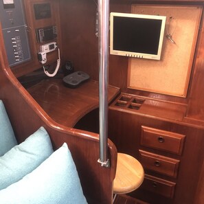 Captain's desk area for electronic controls