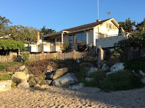 View of the house from the beach on a nice Fall day.