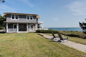 Bayside Cottage — the lawn, the buffer, the bay