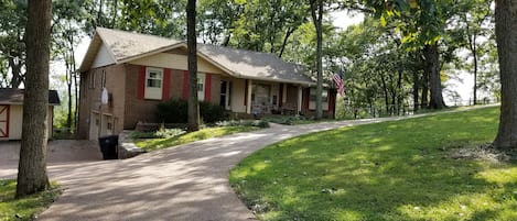 One acre yard on Paterson Knob. Apartment is on the lower level