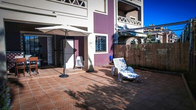 Beachfront apartment with private patio