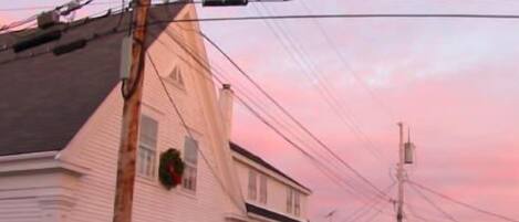 Norse Wall House at sunset in winter