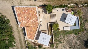 Aerial view of the Cabana and its terraces.