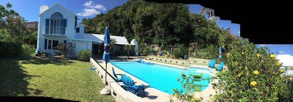 Panorama shot house showing proximity of Fairmont Sptn hotel in background