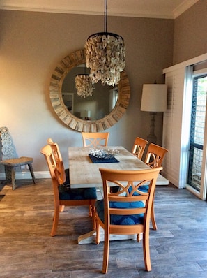 Large Dining table with seats for 6, plus 3 barstools