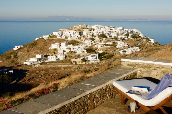 View from terrace down to the ancient city of Kastro