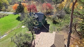Aerial view of the rental house (green)