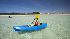 Crystal clear safe & shallow waters on Island Beach