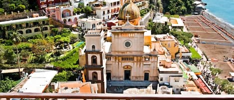 This si the magestic view from the balcony  overlooking thecathedral  & blue sea