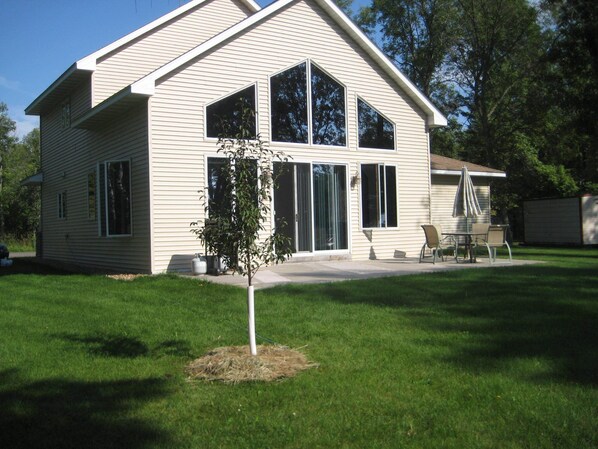 Back of cabin and patio