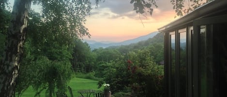 Summer Sunset: View down the valley from side deck - photo taken by guest