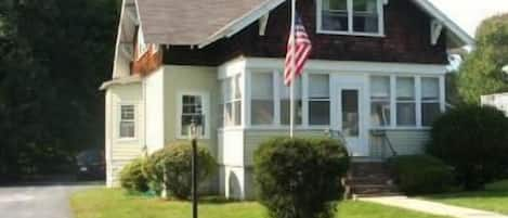 Our beach home with it's large driveway, located at the end of a dead end street