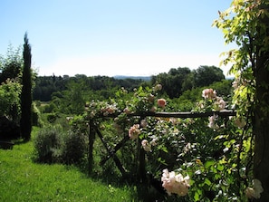 garden and view towards Umbria