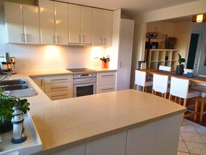 Large kitchen with everything you need for a gourmet meal at home.