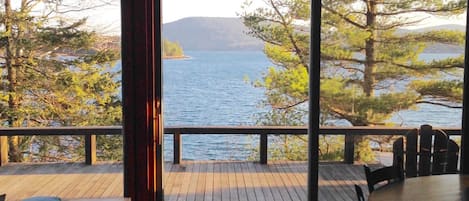 view from kitchen, dining and living room areas