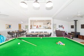 Pool Table and family / kitchen