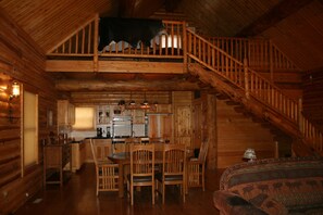 Dining, kitchen & loft upstairs.