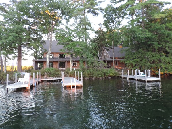 Your arrival to Mark Island. A Private cove where you swim and dock your boats.