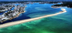 Popponesset Bay & Spit barrier beach.  Our home is on the island behind the spit