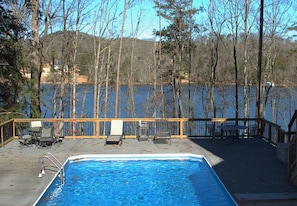 The pool and large deck overlooking beautiful Lake Lanier