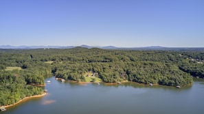 Lake Lanier in the foothills of the mountains.