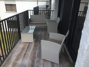 Relax on our newly extended and tiled Lanai with new Patio Furniture.