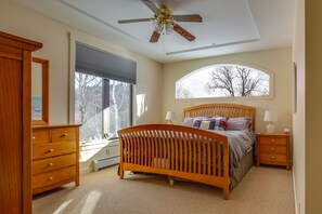 King bed in the oversized master bedroom