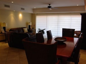 Open concept living and dining area