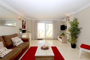 Full view of the lounge area with terrace access