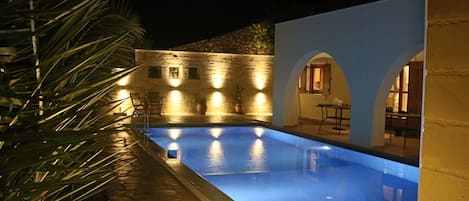 Villa pool by night