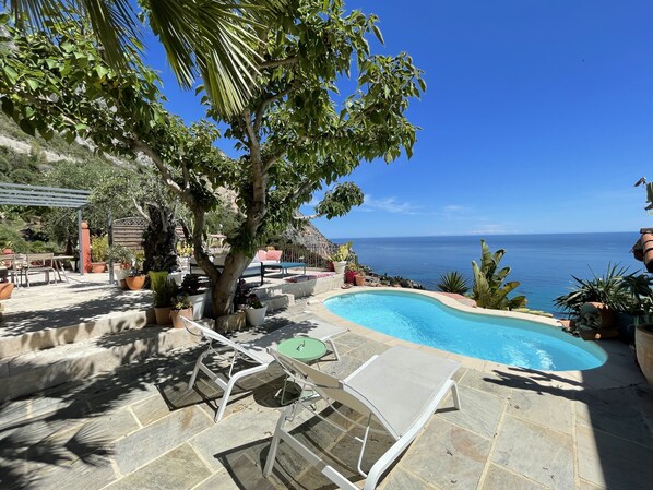 Pool terrace - private with view from Italy to Monaco