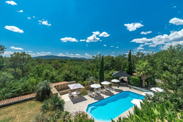 Pool from upstairs terrace 