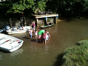 Mucking about in front of the cottage on a neap tide