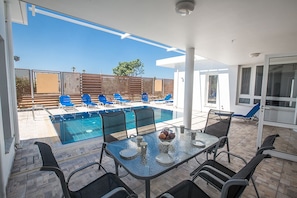 Shaded outside dining area