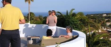 Terrace with seaview in the evening sun