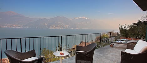 Relax on the terrace at "Casa Paradiso In Menaggio" with this 180 degree view