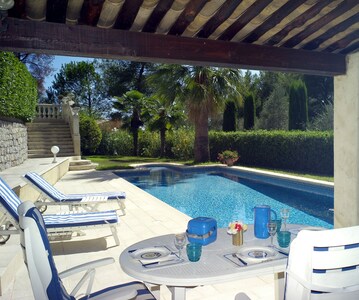 Terrace overlooking the pool