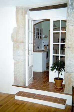 Stone, terracotta, oak beams - stylish interior