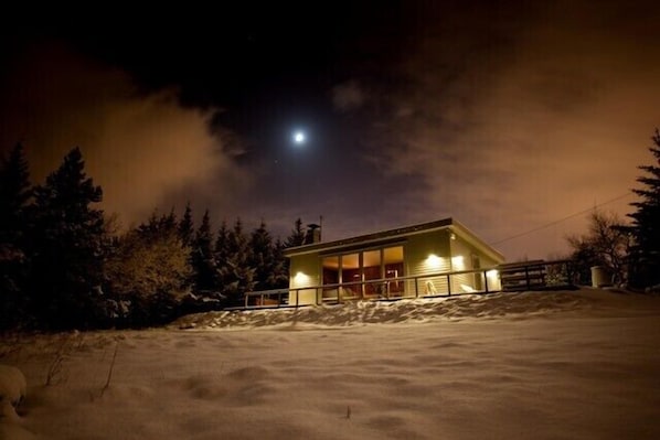 Winter evening at our special cottage.