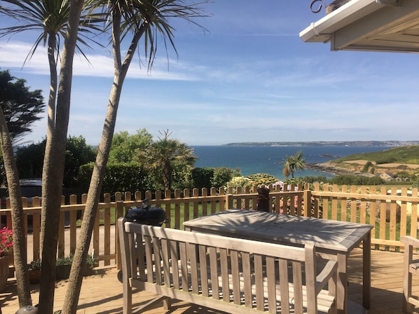 Decking area off kitchen and sitting room 
