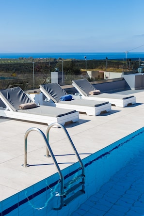 Sun beds and umbrellas are available.