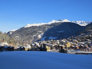 View from the apartment on to the Madrisa mountain in winter.