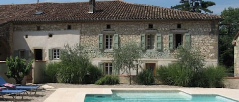 Romantic stone house with heated pool