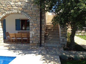View to terasse and stairway to balcony