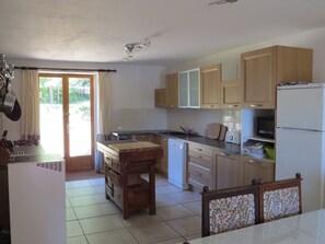 kitchen with range and butchers block